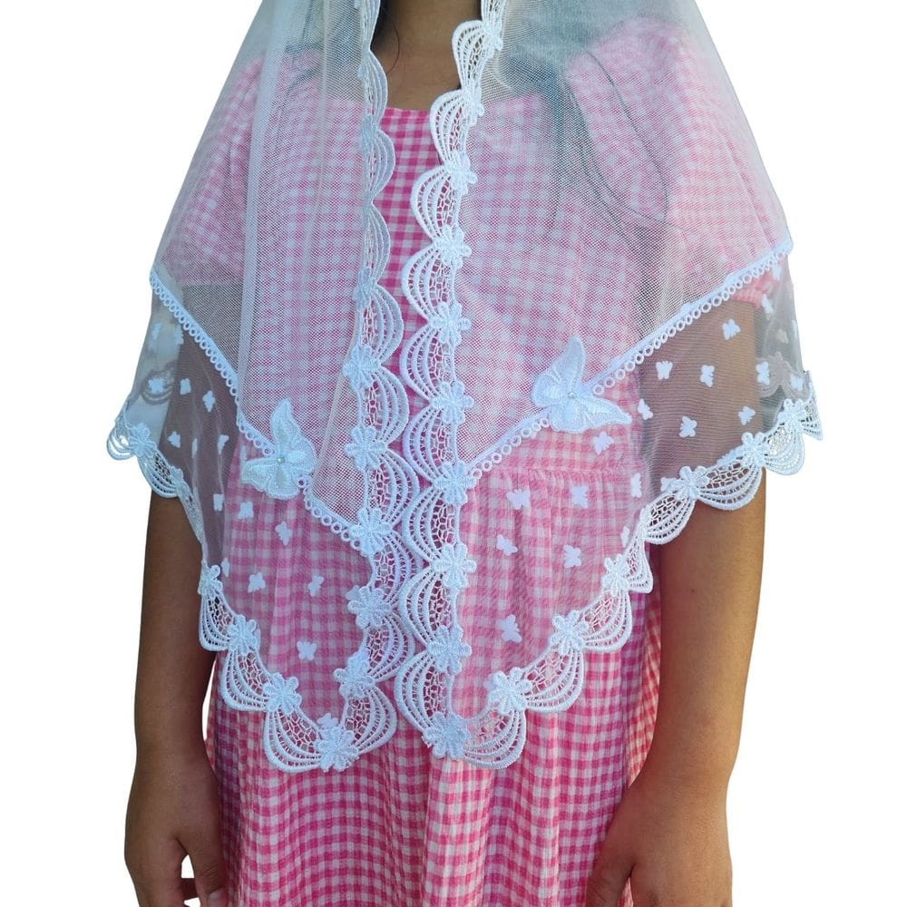 Véu CCB Juvenil Borboleta  Aplicação Bordado e Stras 10 à 12 anos