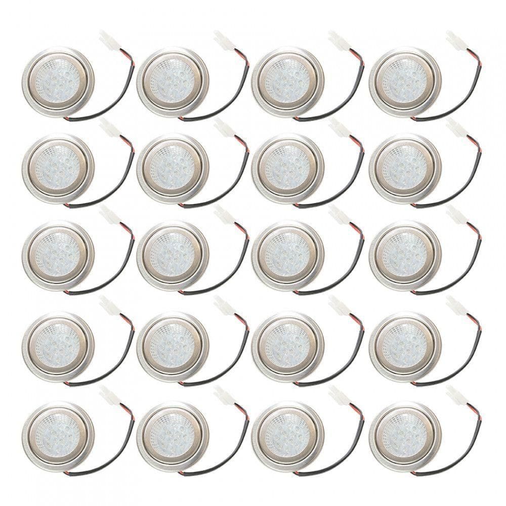 Kit Lâmpada Led Redonda Para Coifa Plug Branco - 20 Peças Metálico Bivolt