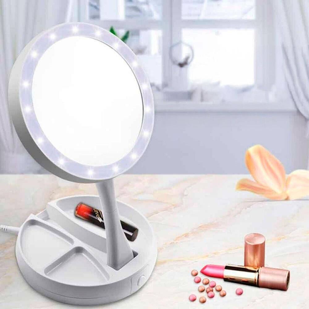 Espelho Led Dupla Face Iluminado Perfeito Para Maquiagem