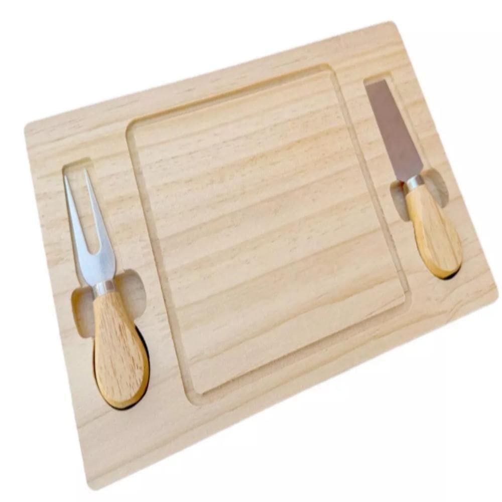 Kit Tabua De Queijo Frios Em Bambu Talheres Faca Garfo Inox Completo Petisqueira Churrasco Multiuso