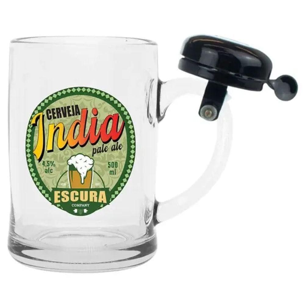 Caneca Chopp Cerveja Vidro Com Campainha 400ml India Pale Al