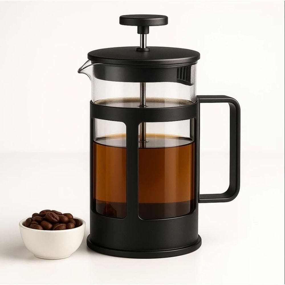 Cafeteira Prensa Francesa Cremeira 350 Café Chá Em Vidro Preta