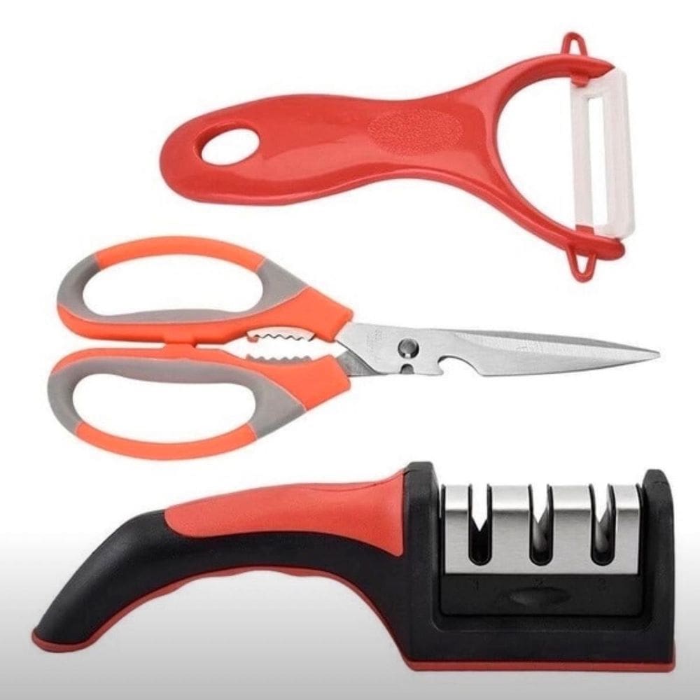 Conjunto Amolador Afiador Para Facas E Tesoura