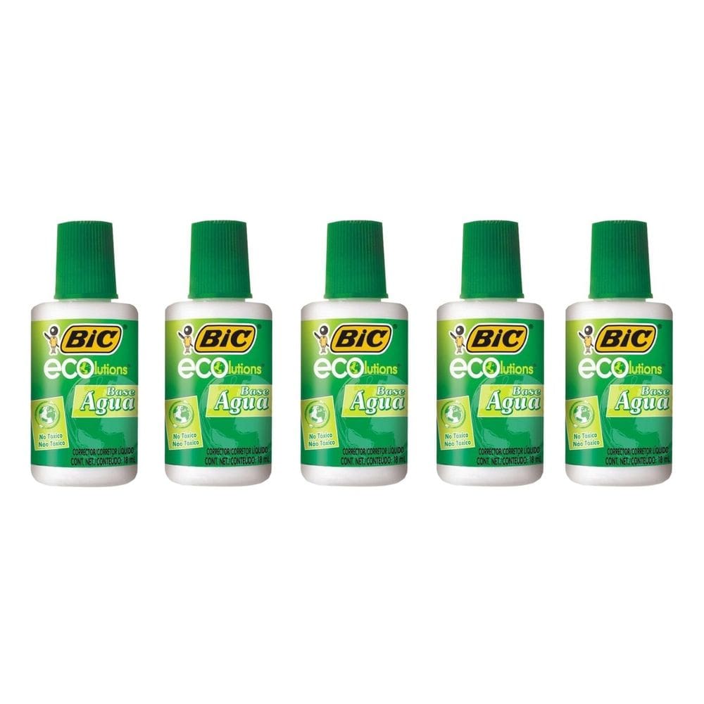 Kit 05 Corretivos Líquido Escolar ECOlutions 18ml À Base de Água BIC