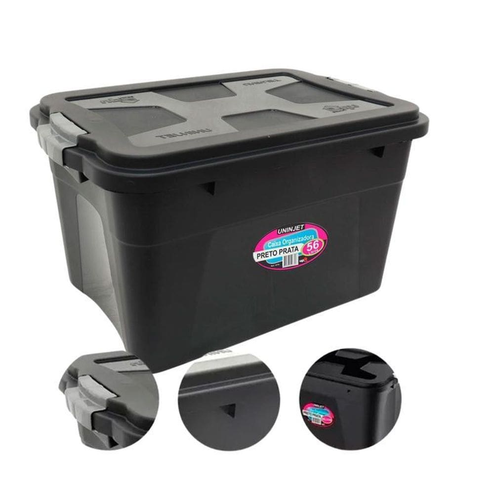 Caixa Organizadora Com Tampa E Travas Laterais - 56L