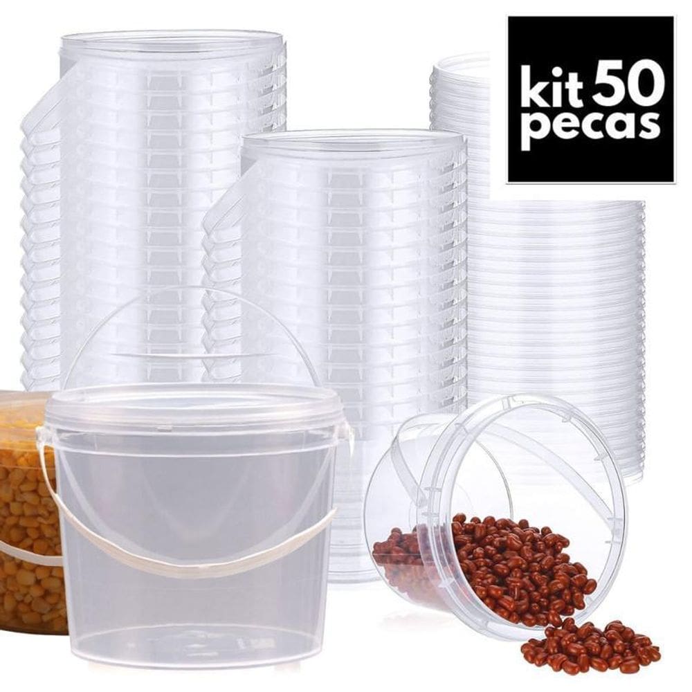 Balde Para Alimentos Com Tampa De Pressão 50 Pçs
