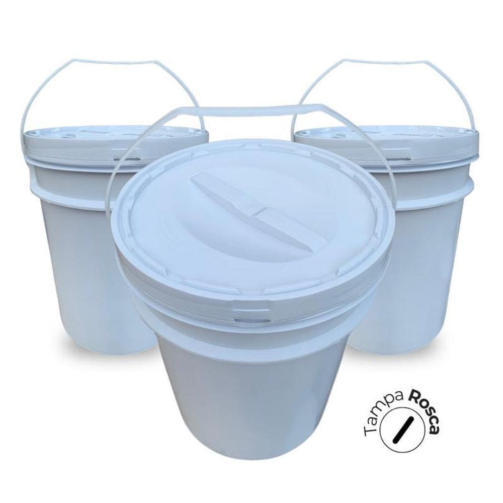 Balde Para Encher Balão 20 Litros E Tampa Rosca - Kit 11 Pçs