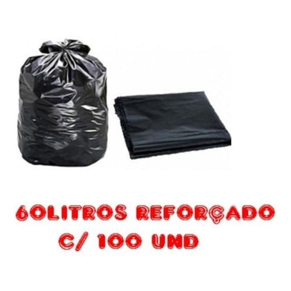 Saco De Lixo 60L 100 Un Preto Reforçado