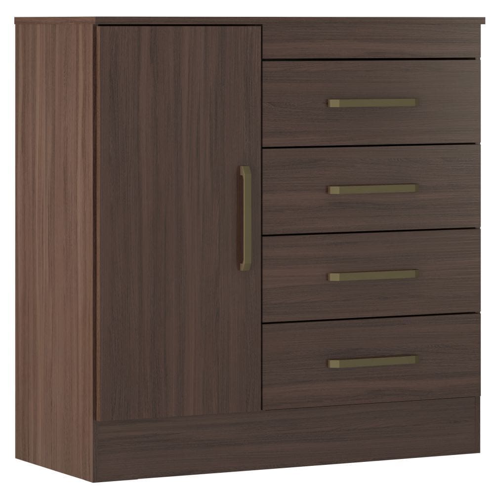 Cômoda Demobile Montevideu 4 gavetas com sapateira 1 porta Café