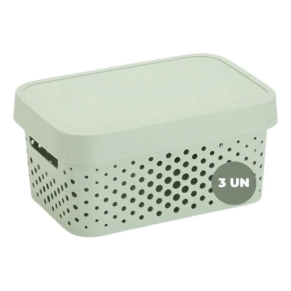 3 Caixas Organizadoras Pequena De Plastico Rattan 4,5 Litros