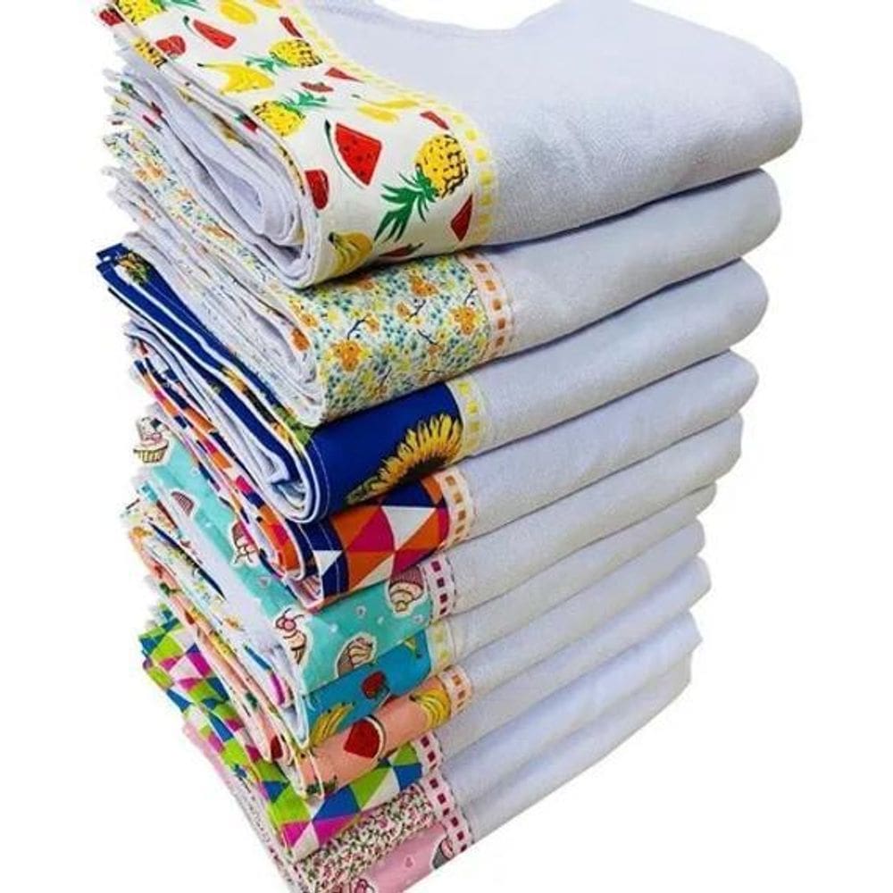 Pano De Prato  Barrado Premium Kit Com 5 Peças Rubber