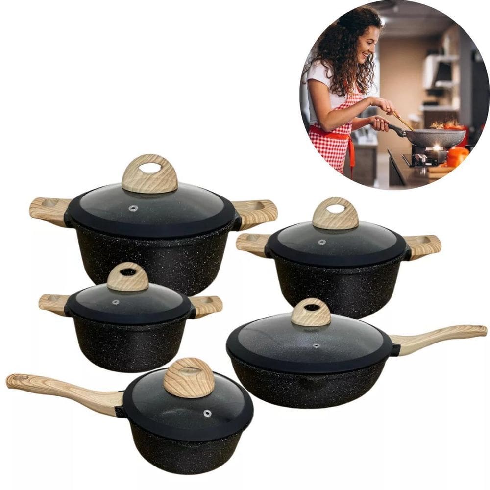 Conjunto Panelas Em Cerâmica Cor Preta Perfeito Presente