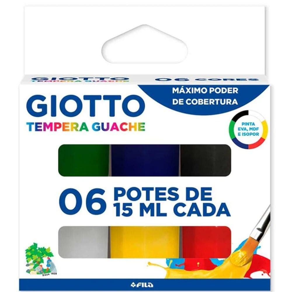 GIOTTO Tempera Guache Tinta Guache em Pote de 15ml 06 Cores