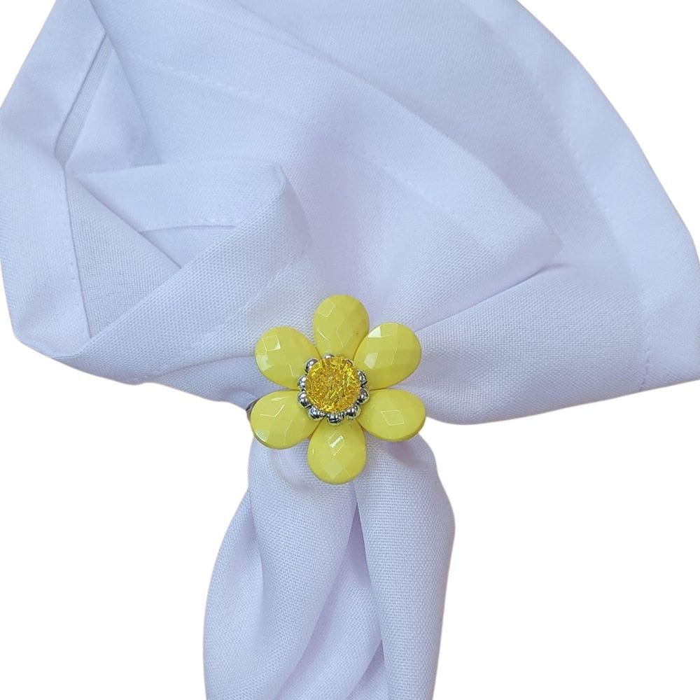 Kit 4 Porta Guardanapo Flor Delicada Amarelo Da Charlô