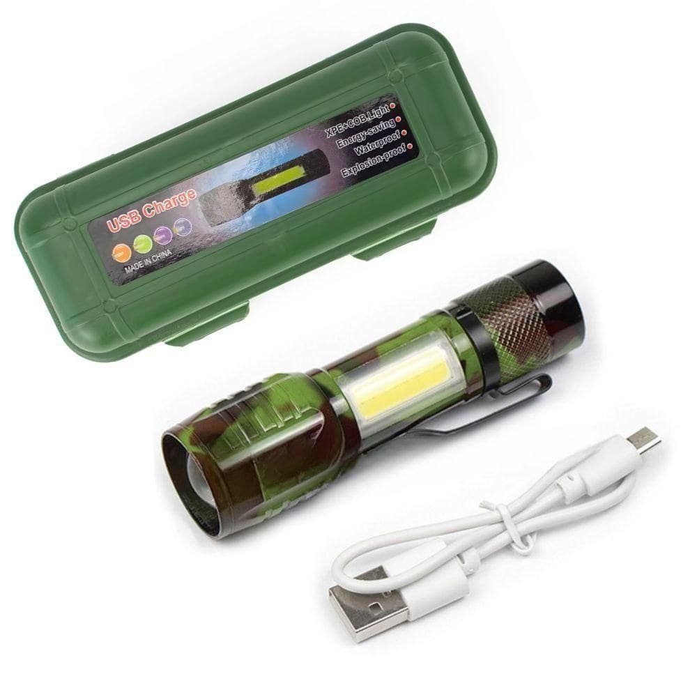 Lanterna Tatica Led Sabre Recarregavel Zoom Mesa 3 Em 1 Sos Trilha Usb Potente Mini De Bolso Militar Multiuso