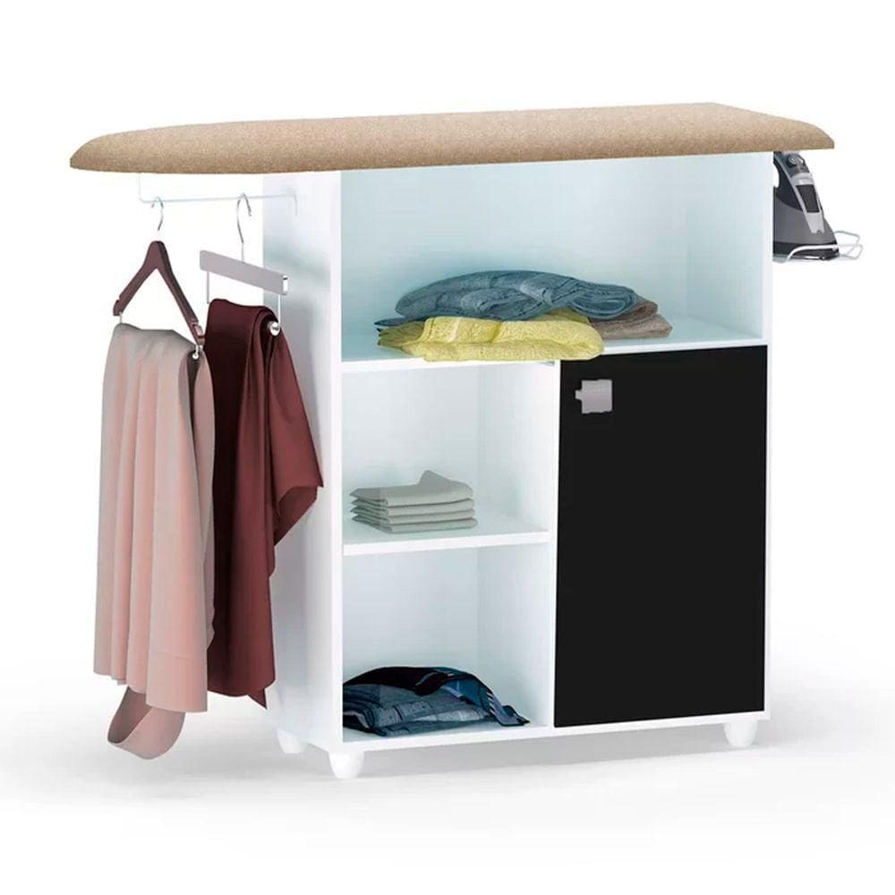 Tabua De Passar Roupa Mariana Gabinete Multiuso Ajl Móveis Branco E Preto