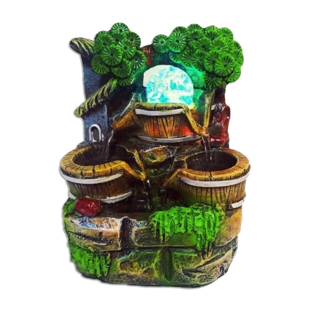 Fonte De Água Decorativa Led Cascata Paisagem Relaxante 2111