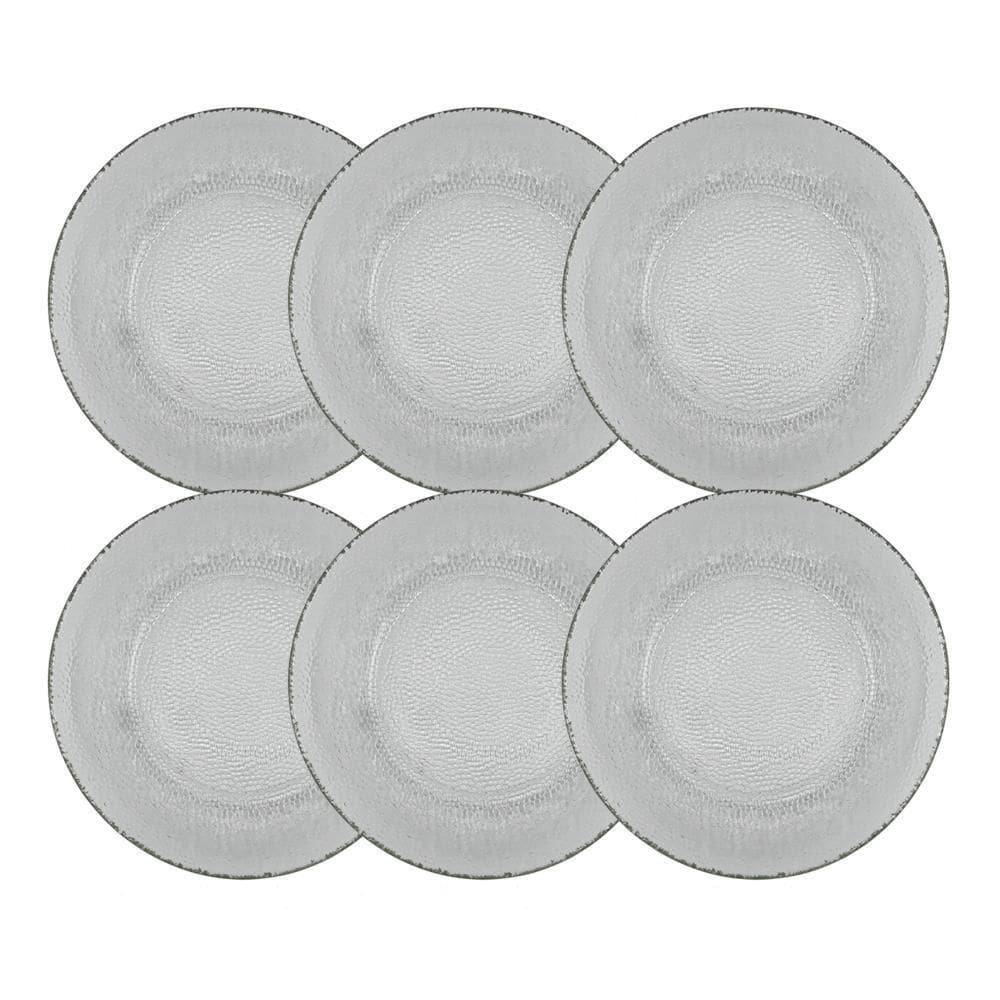 Conjunto 6 Pratos Sobremesa Vidro Transparente Forjado