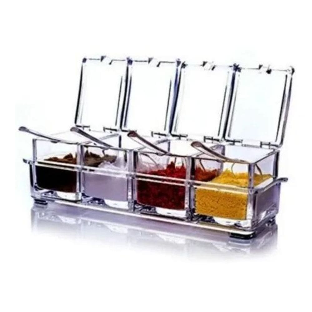 2X Porta Condimento Organizador Tempero Acrílico Cozinha
