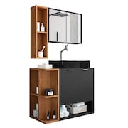 Gabinete Banheiro Star Cuba Dalla Preta e Valvula Click Inox