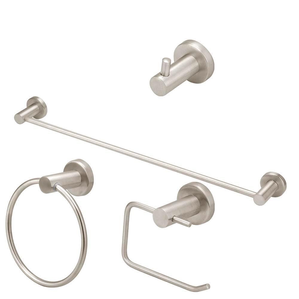 Kit Acessórios Banheiro Completo Inox Escovado 4 Peças