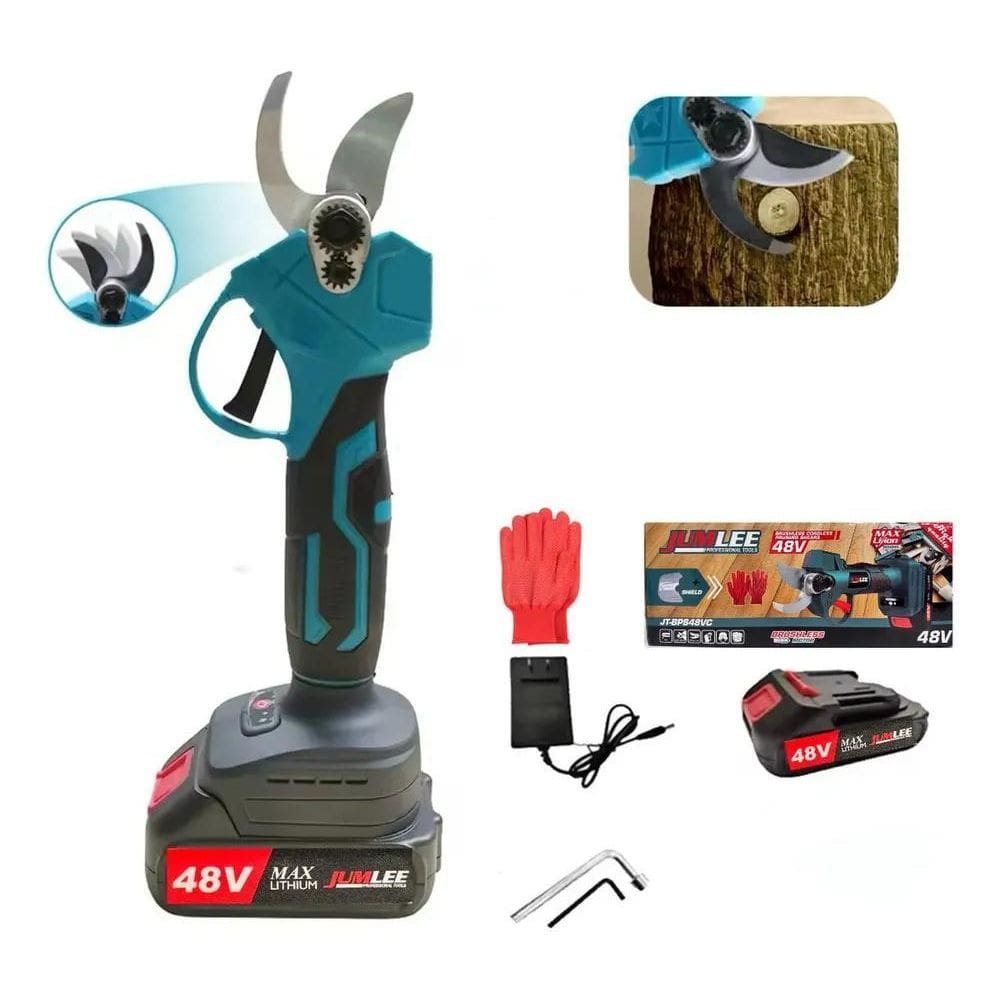 3X Tesoura Poda Galho De Árvore Elétrica S/ Fio 48V Bivolt A