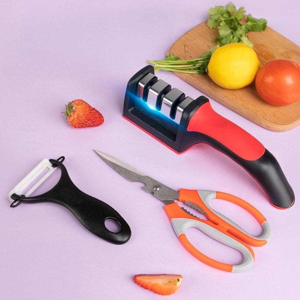 Amolador De Facas E Tesoura Kit Portátil