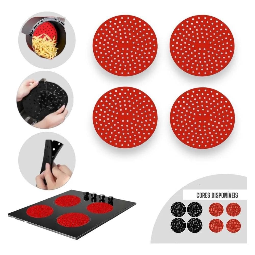 Kit 4Un Protetor De Fogão Silicone Indução Cooktop Redondo