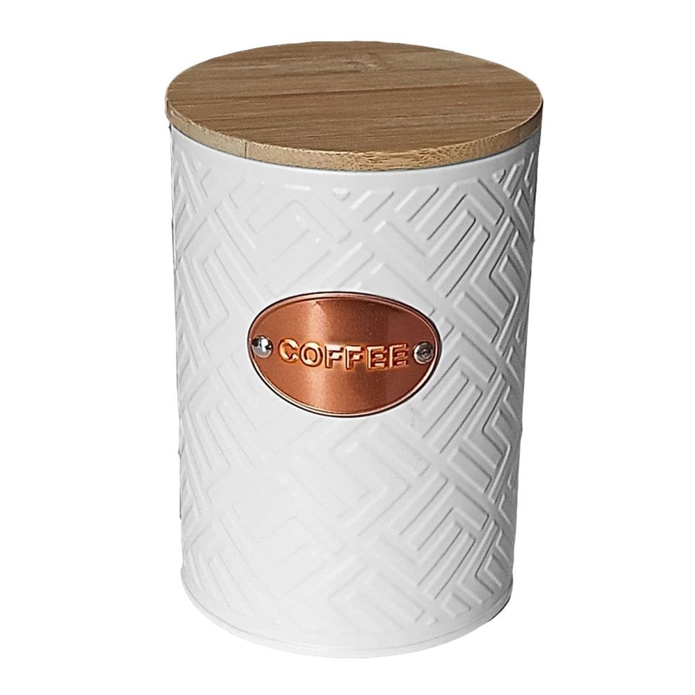 Lata Hermética Porta Café Coffee Tampa De Bambu Branco