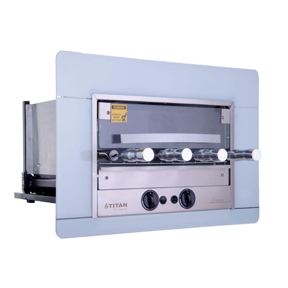 Churrasqueira A Gás De Embutir 4 Espetos Titanium Branca