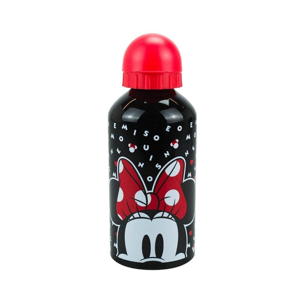 Garrafa Alumínio Preto Minnie Laço Vermelho 500Ml - Disney