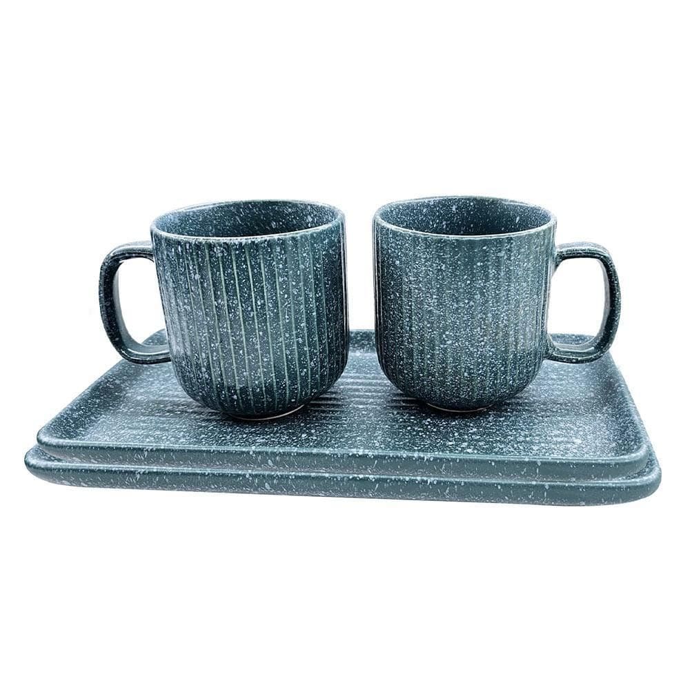 Jogo Canecas E Travessas Em Cerâmica Tuut Verde 4 Peças