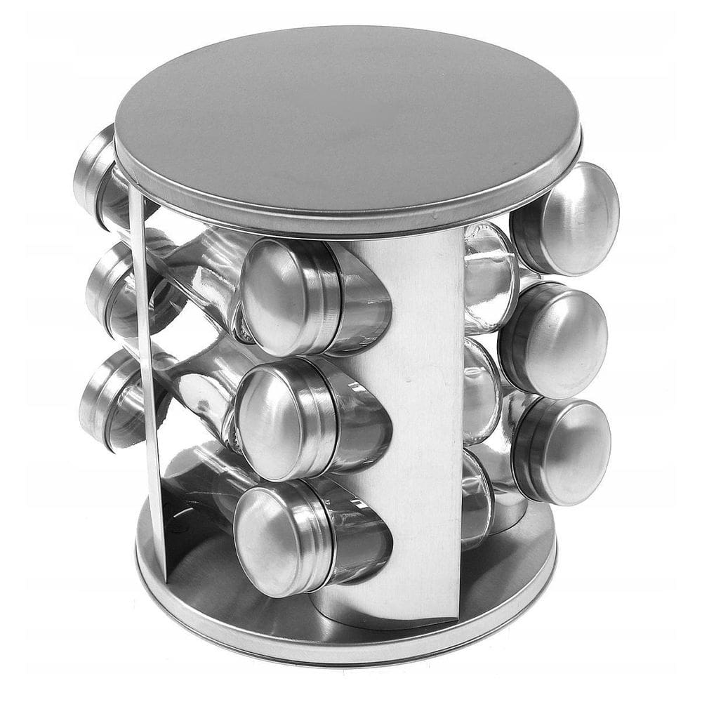 Porta Temperos Giratório Vidro Tampa Inox Organizador