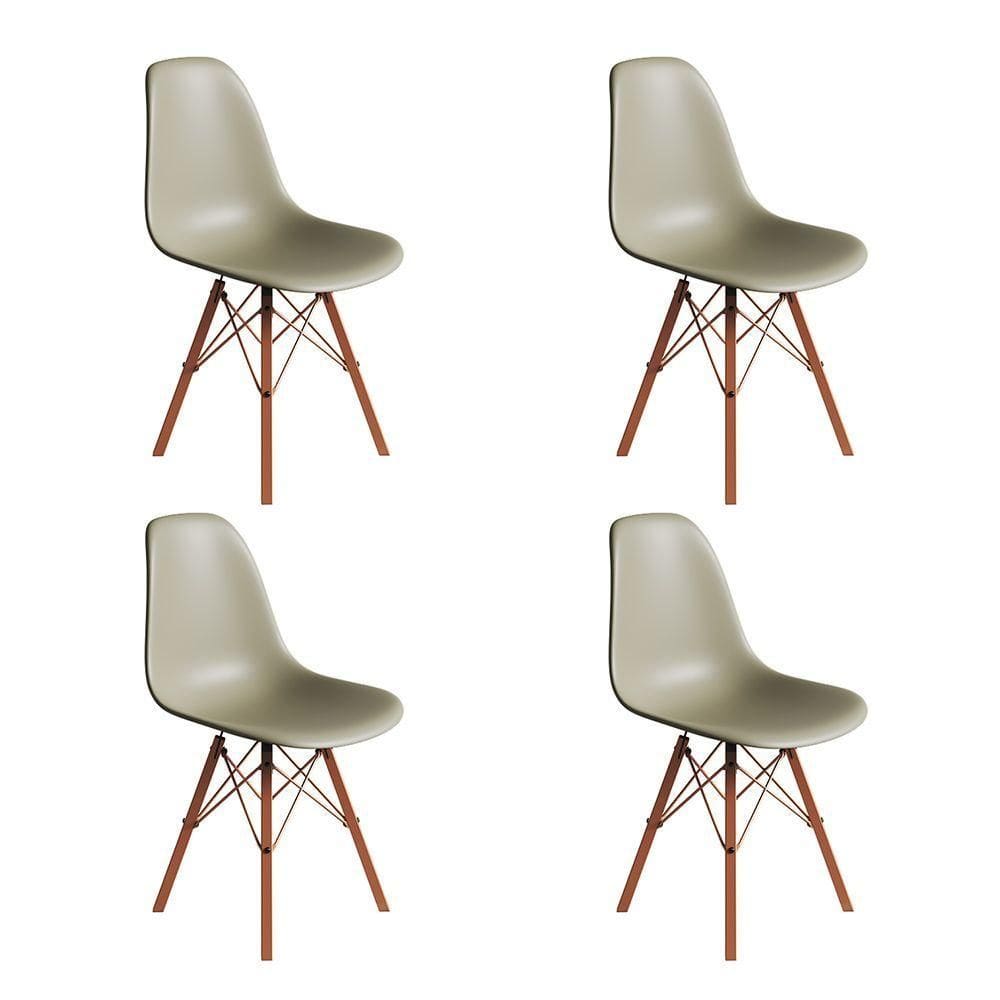 Conjunto 4 Cadeiras Eames Estilo Moderno Em Ferro Cobre Com Assento Fendi