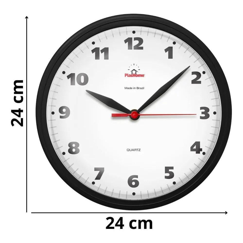 2X Relógio Parede Redondo Ômega Preto