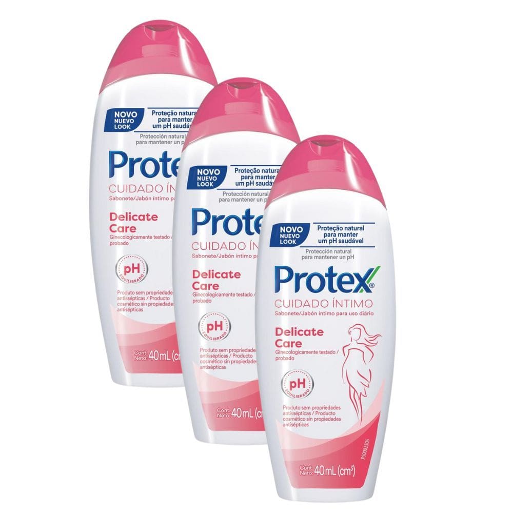 Kit 3 Sabonete Íntimo Protex Cuidado íntimo Delicate Care 40ml