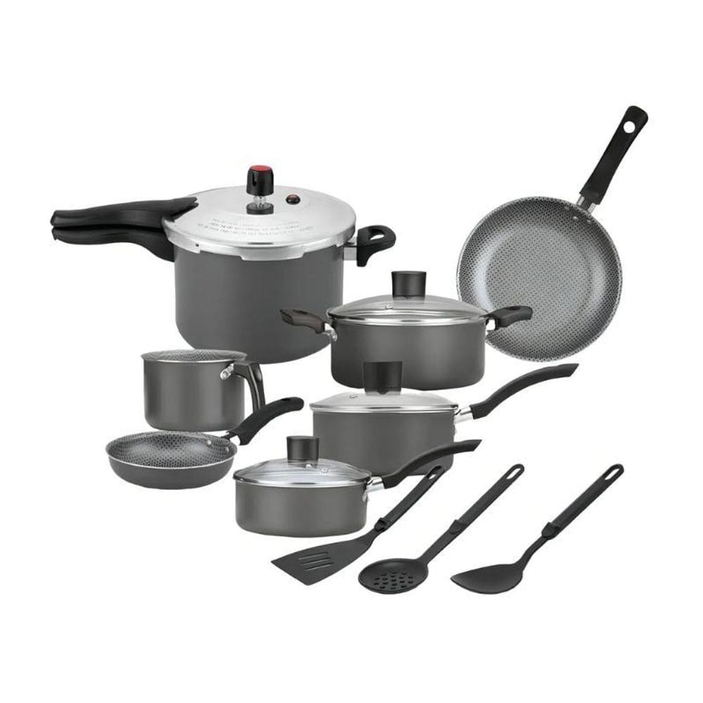 Jogo De Panelas Enjoy Com Panela De Pressão 10Pçs Cinza