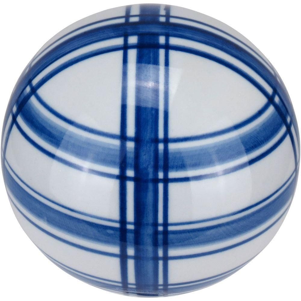 Esfera Bola Decorativa Home&co Listras Cerâmica 10x10 Azul