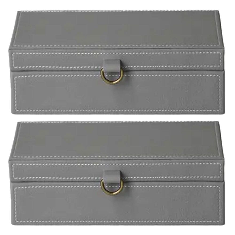 Kit 2 Caixa Decorativa Grande com Revestimento Cinza