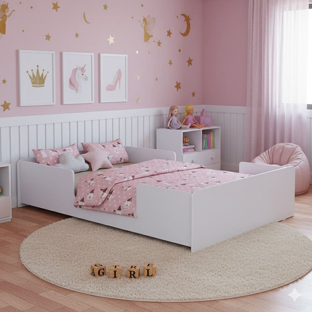 Cama Baixa Infantil Montessoriana Proteção Lateral Transição Do Berço