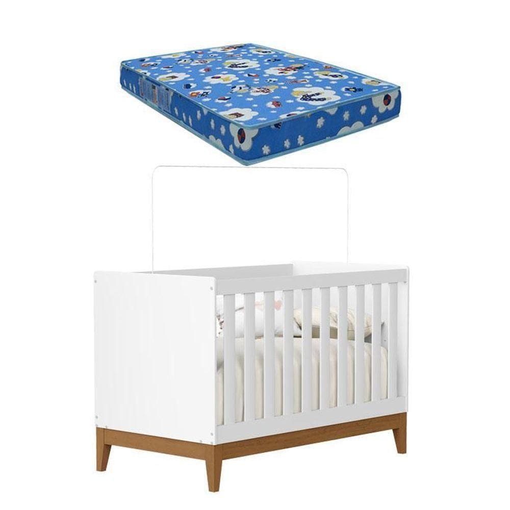 Berço Americano Flip Branco Acetinado Com Colchão Ortobom- Reller