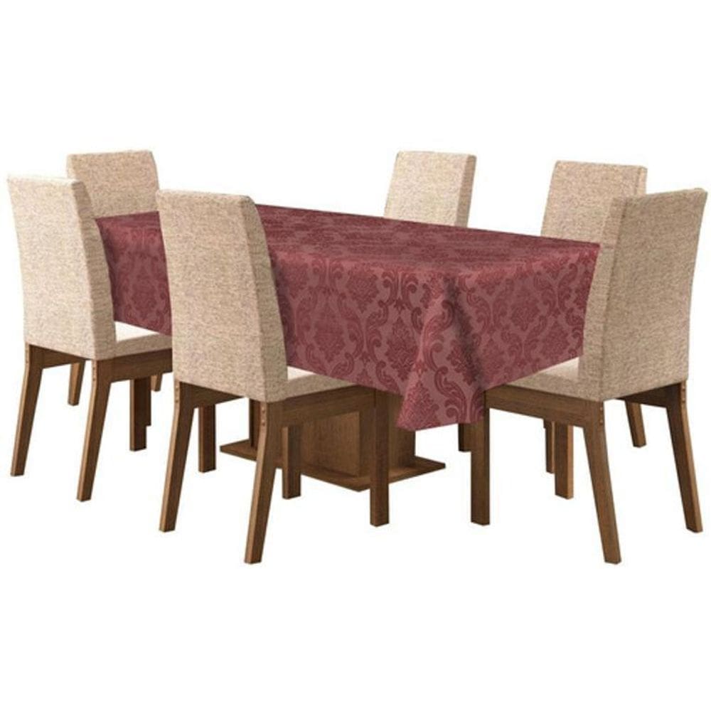 Toalha De Mesa Tecido Jacquard 8 Lugares - Vinho