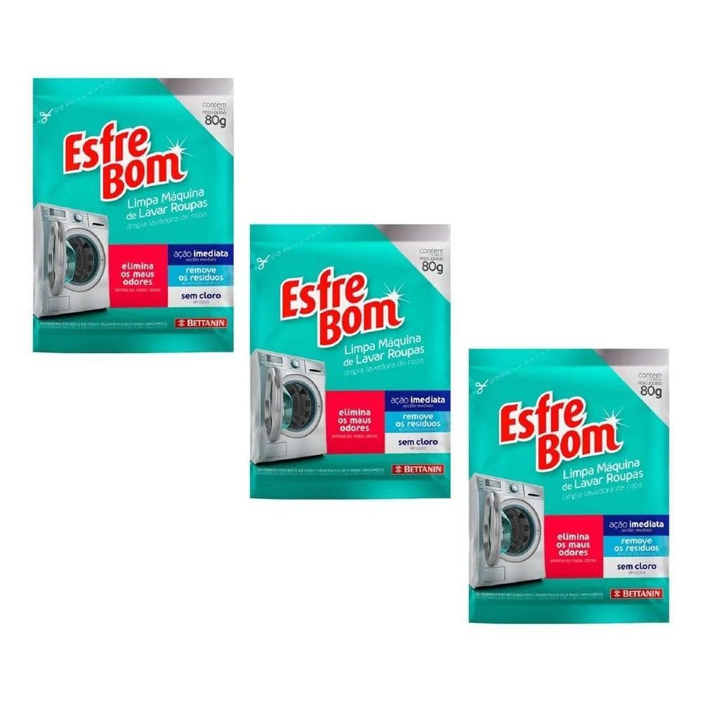 Kit 3 Limpa Máquina De Lavar Roupas Esfrebom 80G Compre Já