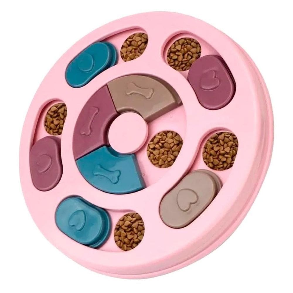 Brinquedo Interativo Comedouro Redondo Rosa Para Cachorro