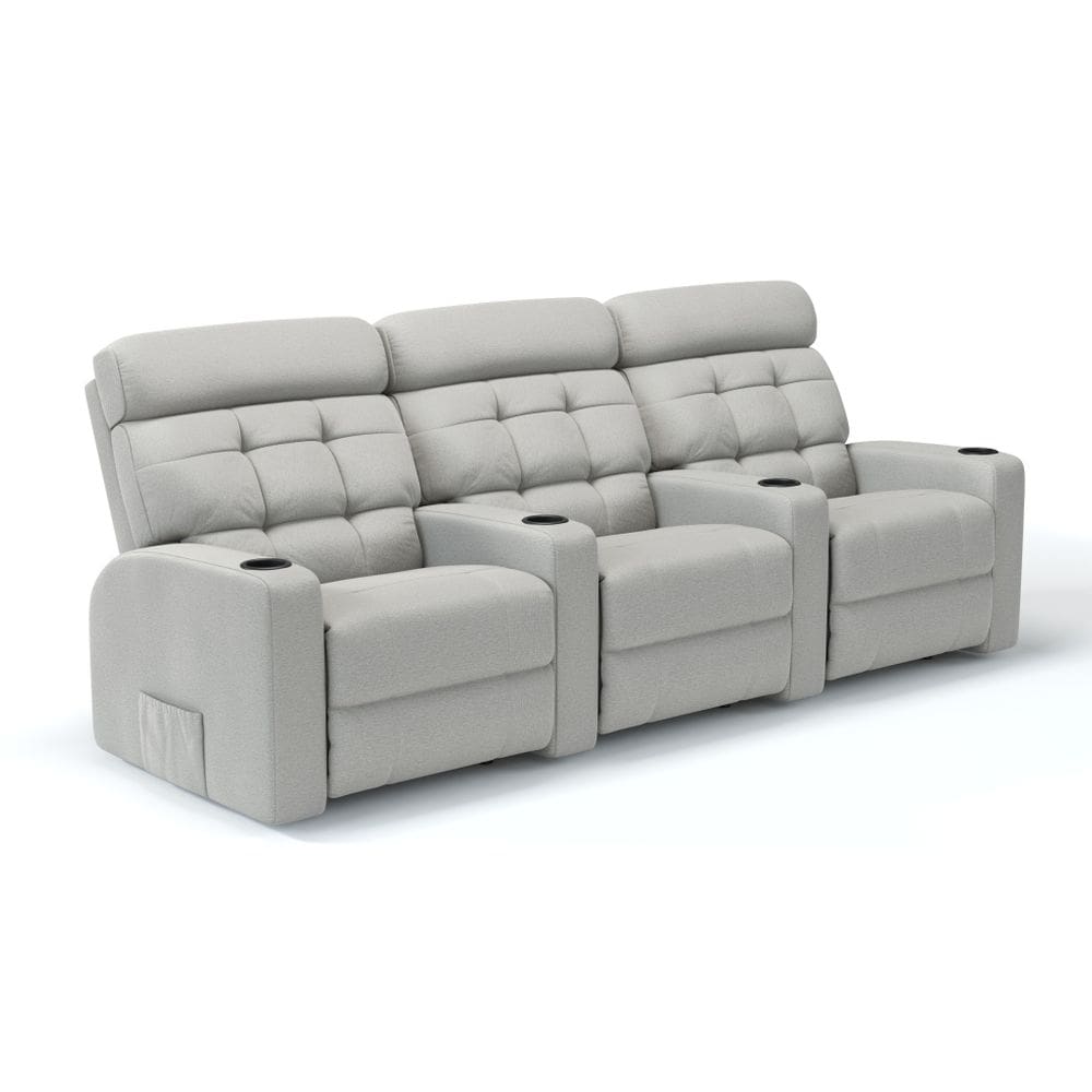 Sofá 3 Lugares Reclinável Elétrico Linha Cinema Em Tecido Linho