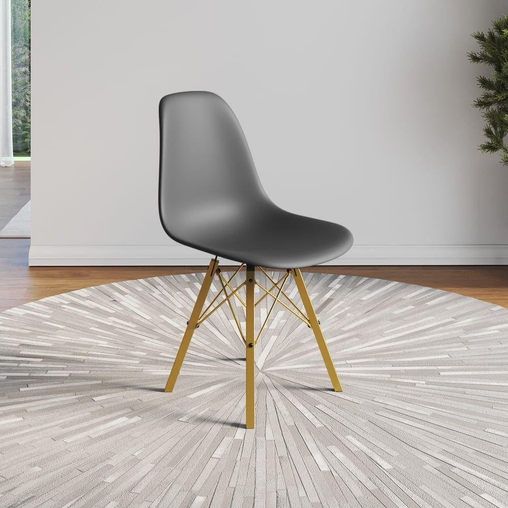 Cadeira Eames Estilo Moderno Em Ferro Dourado Com Assento Cinza