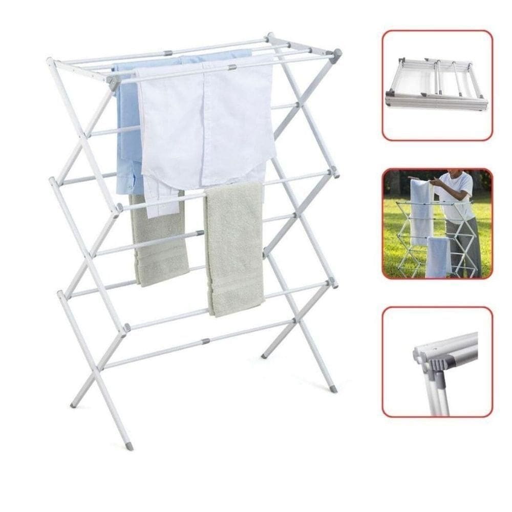 Varal De Chão Sanfonado Vertical Retrátil Extensível Dobrável Branco