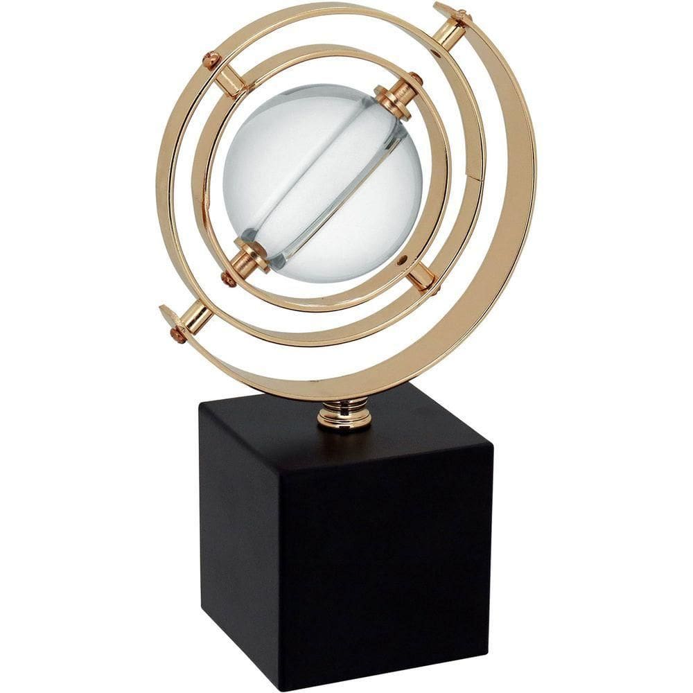 Escultura Decorativa Enfeite Casa Metal 23x15x15cm Dourado