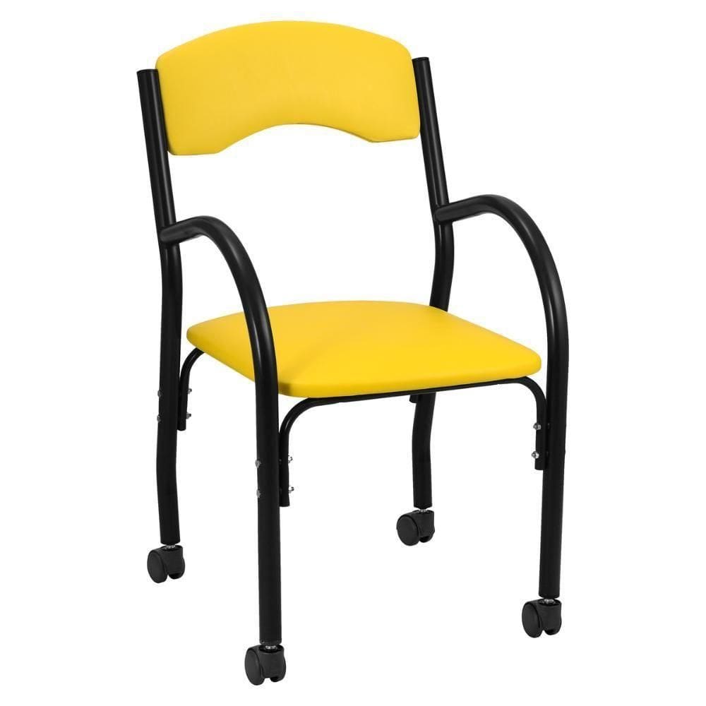Cadeira De Escritório Estofada Com Rodízios 52cm Multimóveis Cr25288 Preto Amarelo