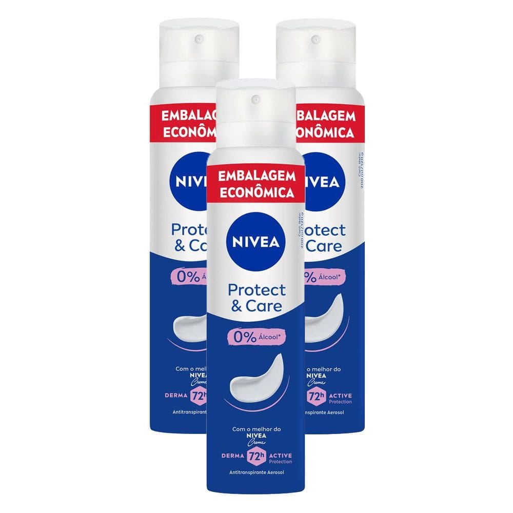 Kit 3 Desodorante Nivea Protect & Care Antitranspirante Aerosol 200ml